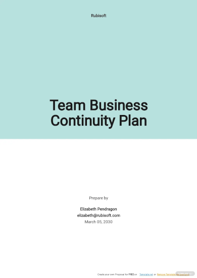 Team Business Continuity Plan Template