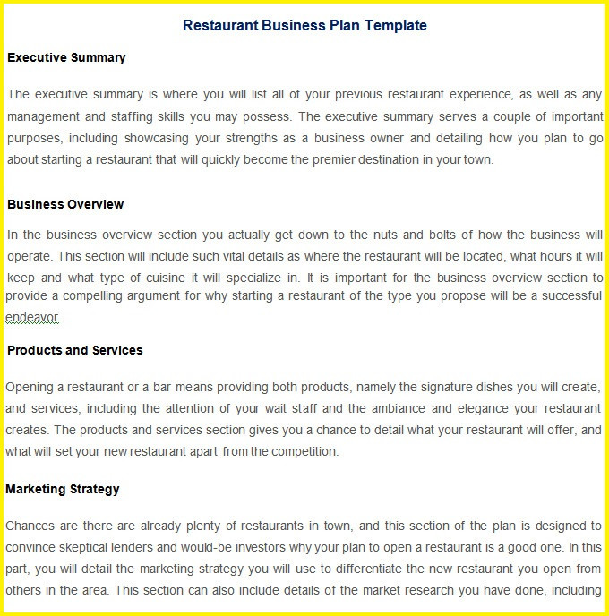 template for restaurant sales plan example