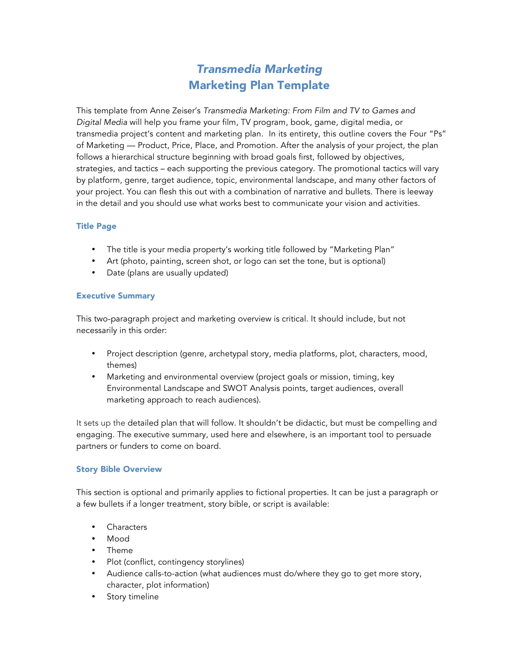 transmedia marketing plan and analysis for a business example 1