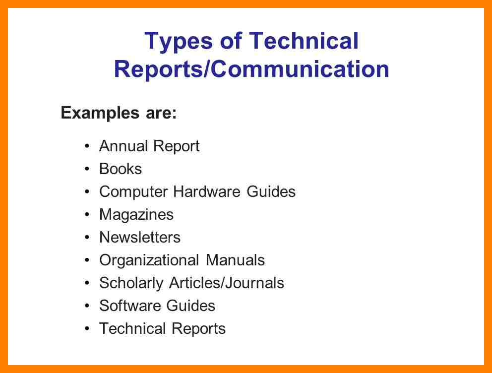 Types Of Technical Reports