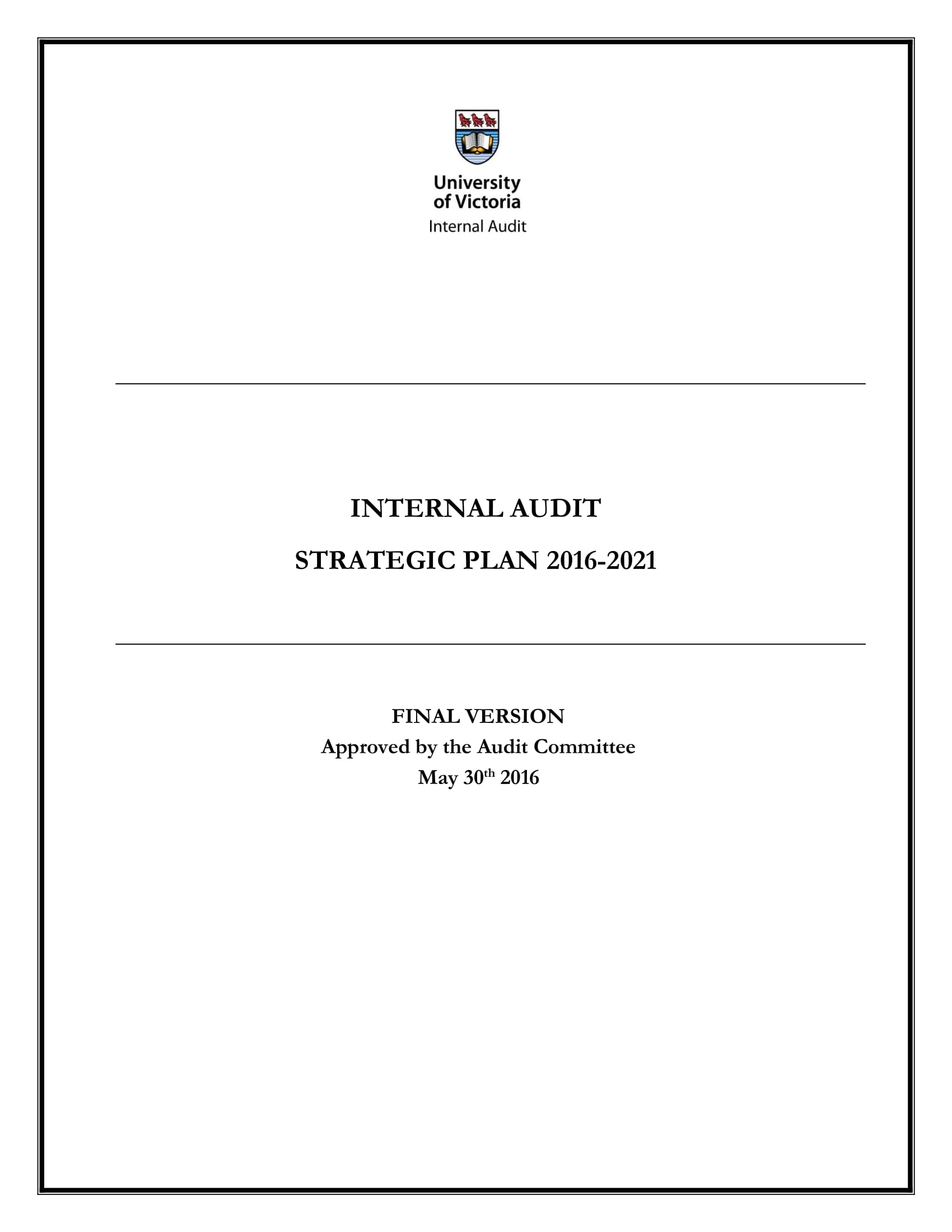 university of victoria internal audit strategic plan example