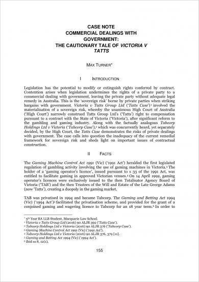 Case Note 10 Examples Format Pdf