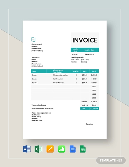 25 Photography Invoice Examples Pdf Word Examples