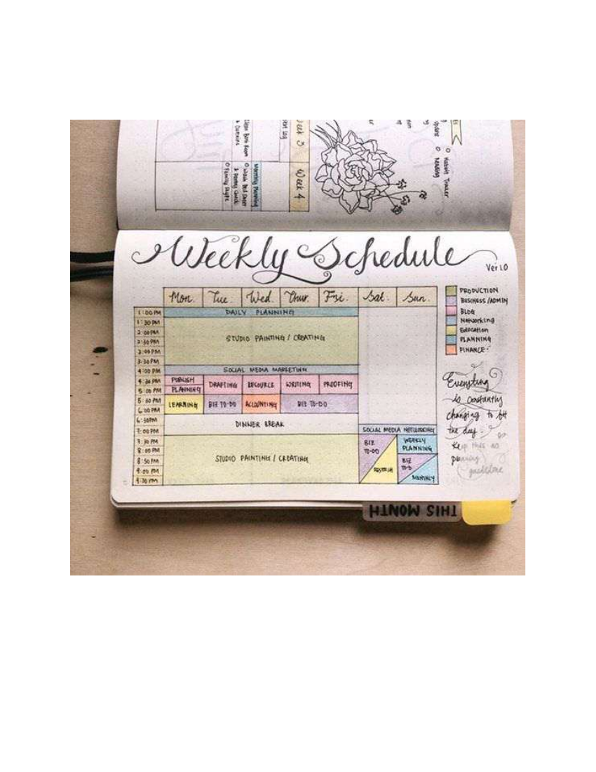 Weekly Schedule Bullet Journal Example