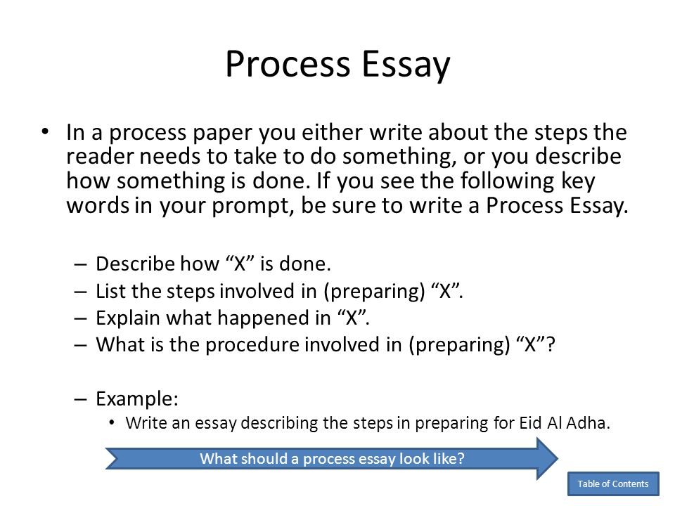 a process essay considers which of the following