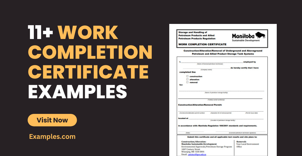Work Completion Certificate Examples