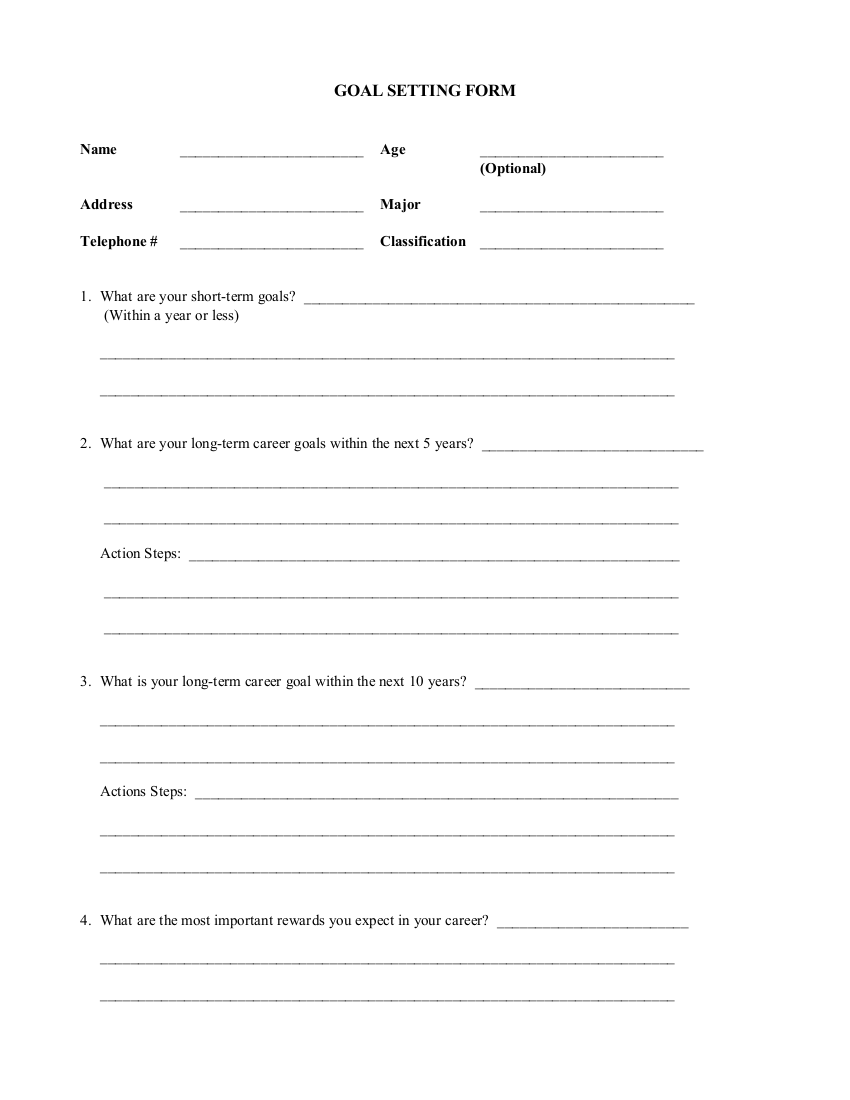 Goal Setting for Work 9+ Examples, Format, Pdf Examples