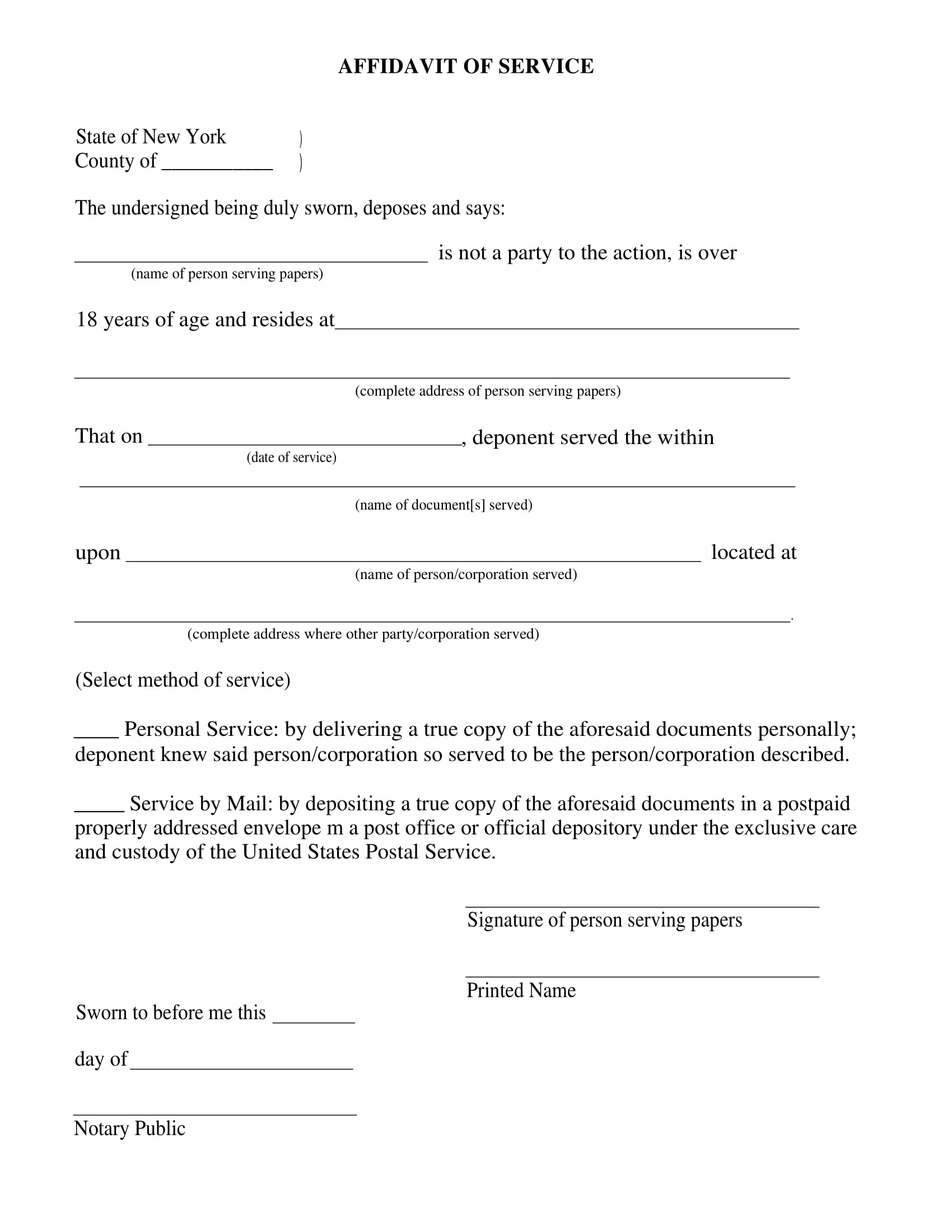 Affidavit Letter Template