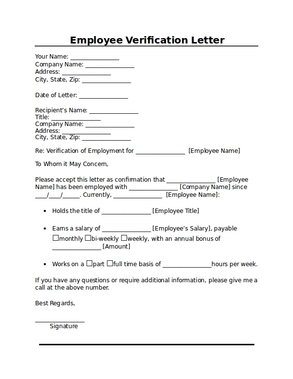 employee verification letter doc