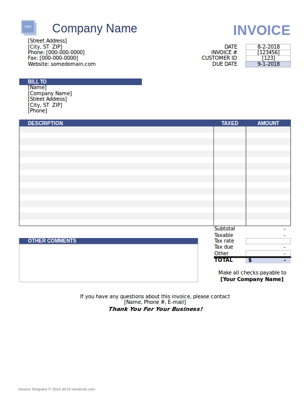 generic blank invoice template