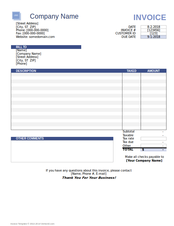 excel invoice template download