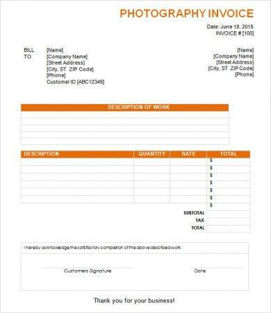 invoice template for photographers 1