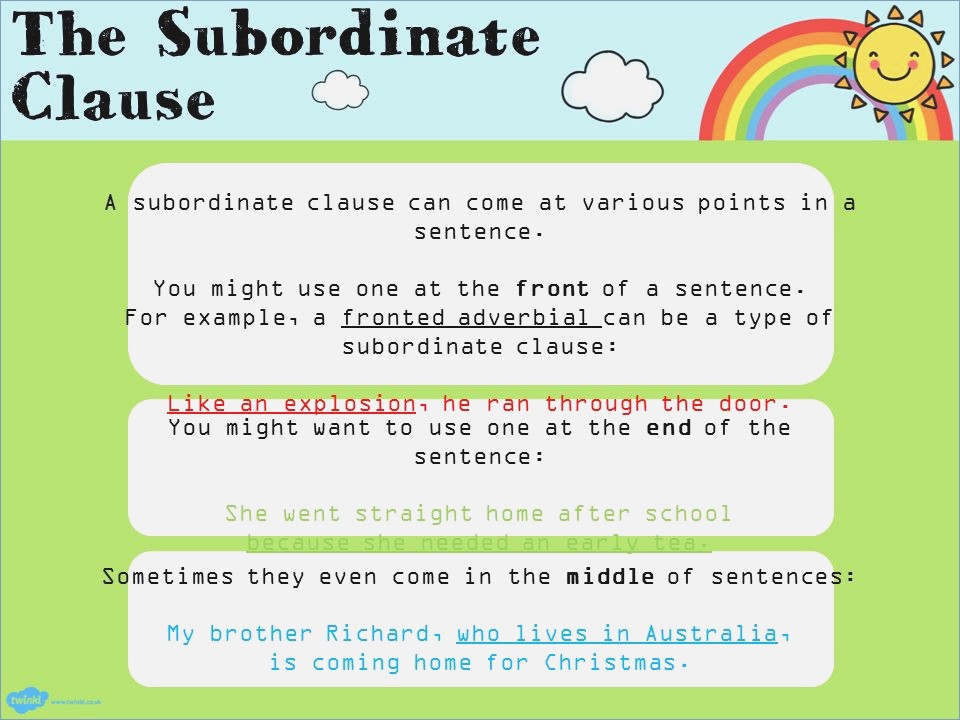 Subordinate Clause Examples List