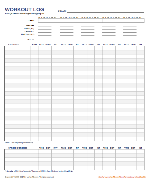 Food And Exercise Log Template from images.examples.com