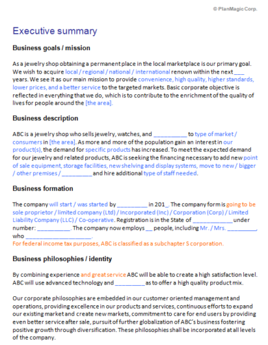 jewelry store business plan pdf