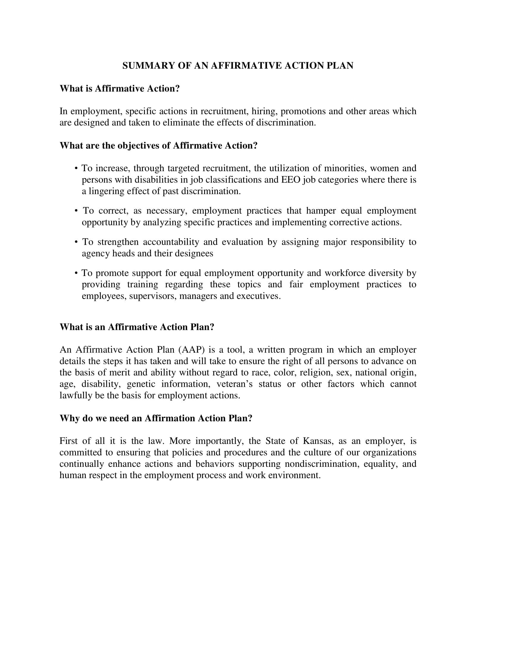 Affirmative Action Plan