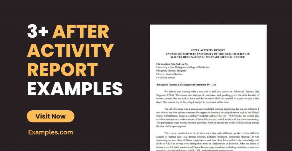 After Activity Report Examples