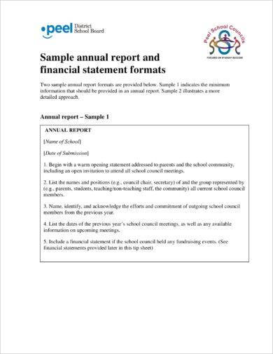 annual report and financial statements format example