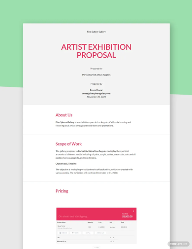 artist exhibition proposal template