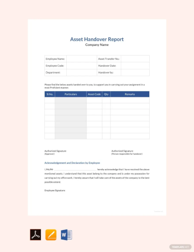 Asset Handover Report