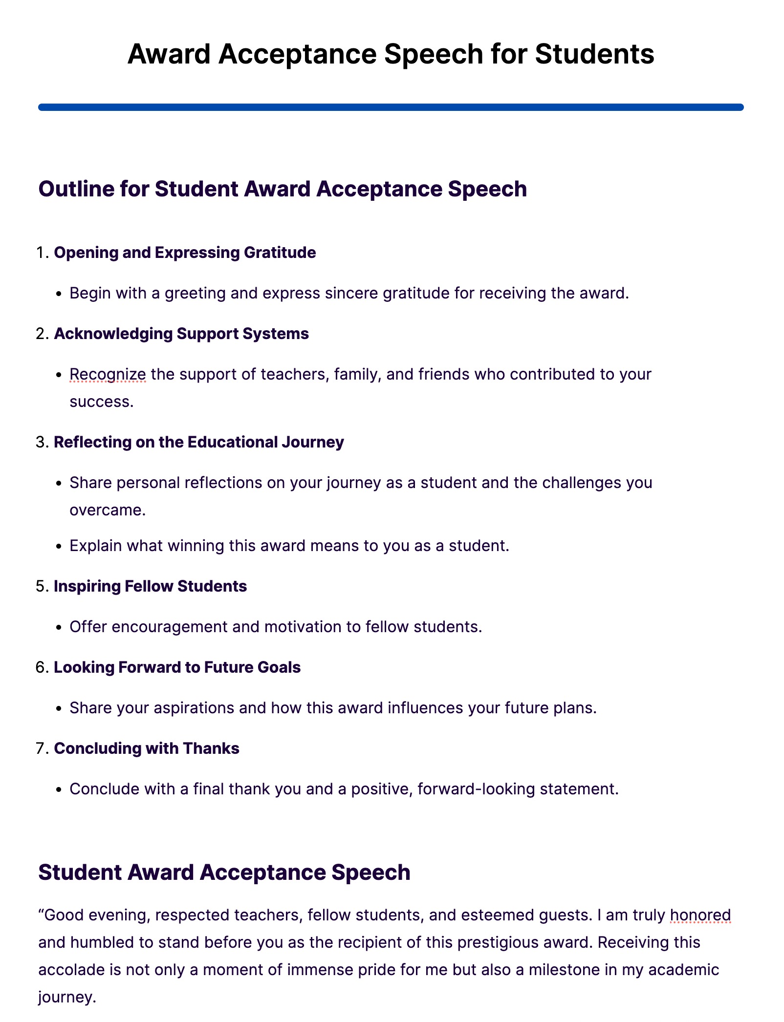 Award Acceptance Speech for Students