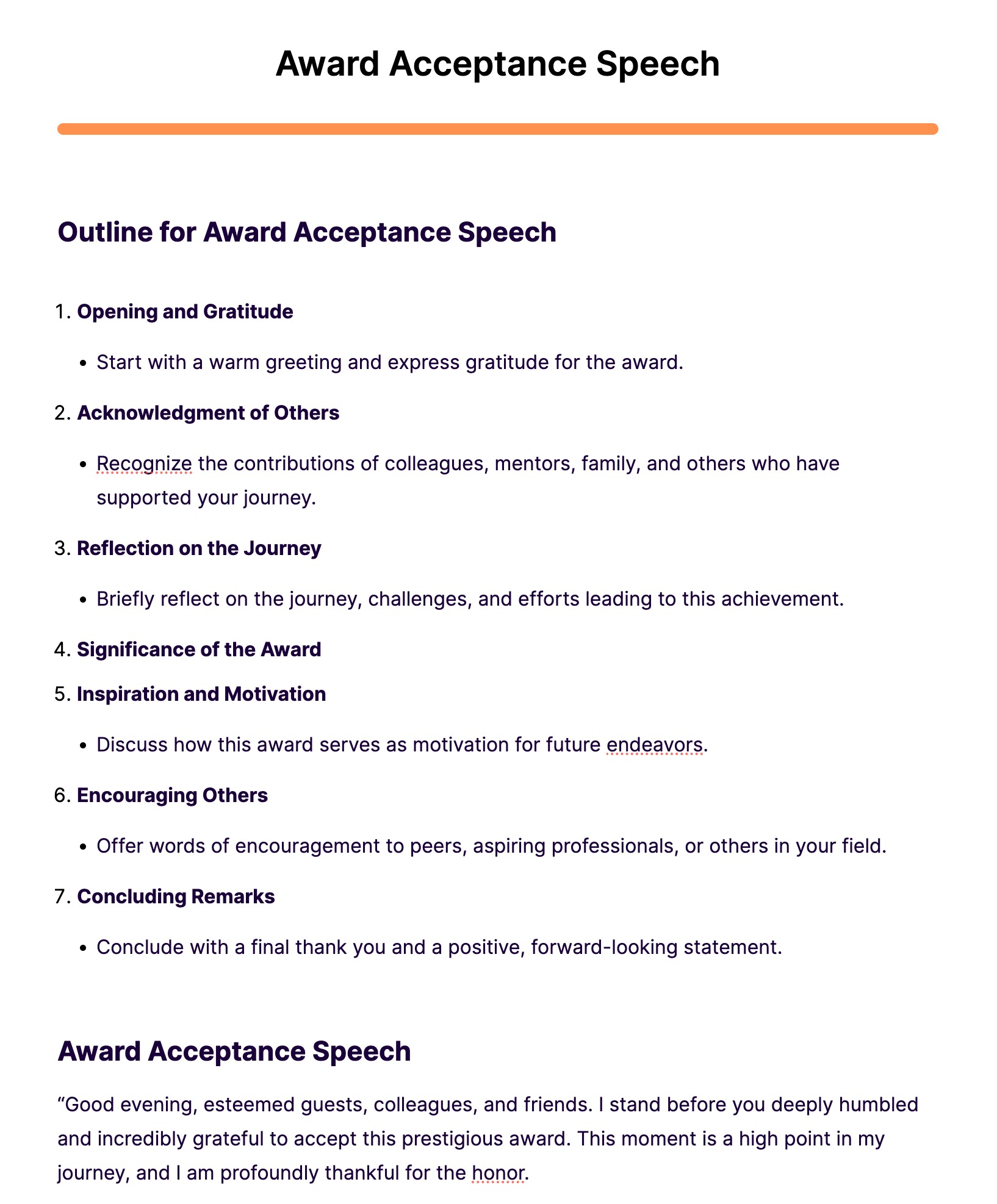 Long Service Award Acceptance Speech Example