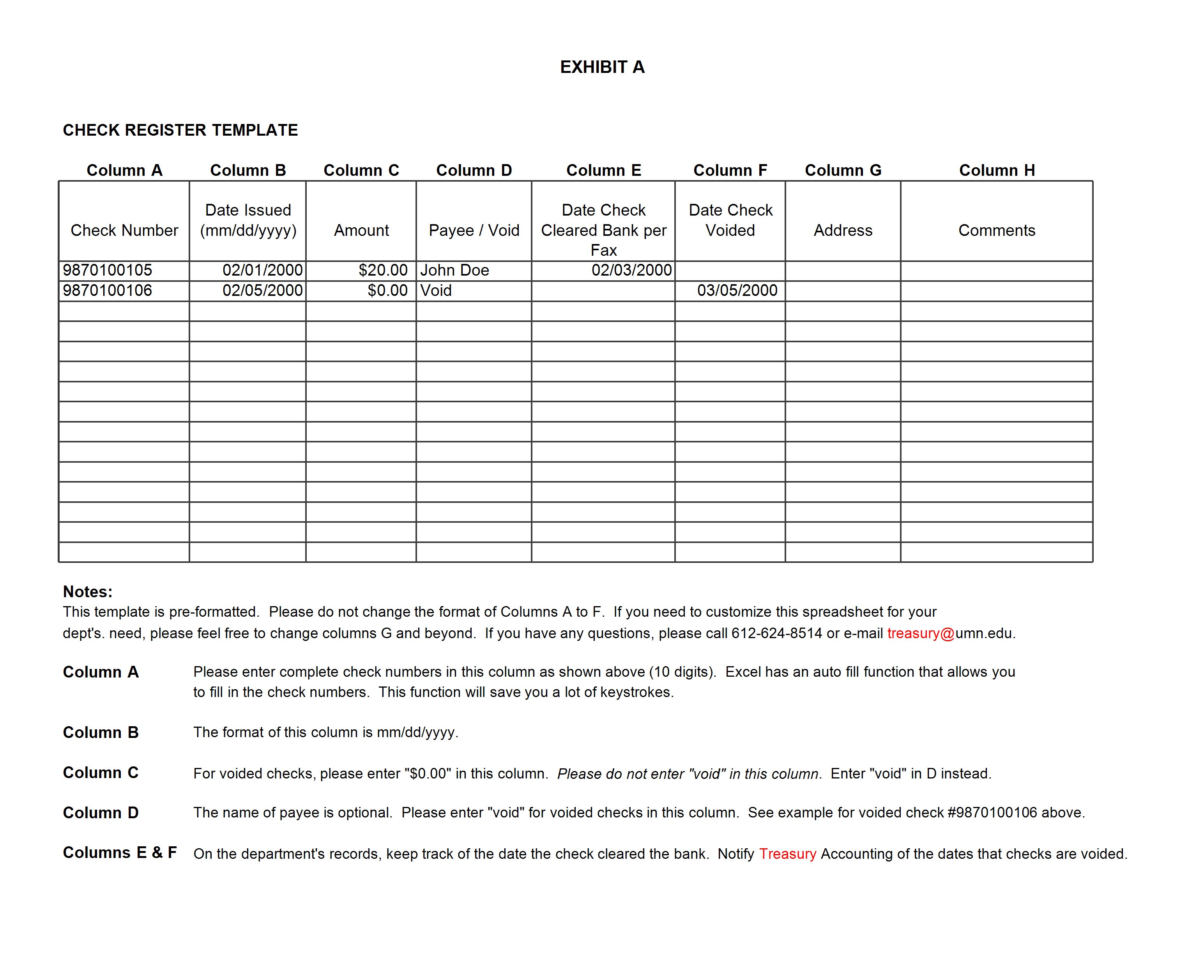 bank check register example