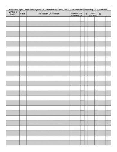 Printable Pdf Checkbook Register Template Numbermoli