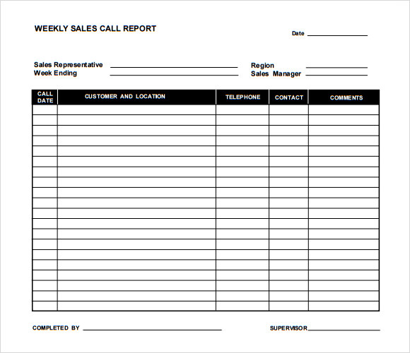blank sales call report example