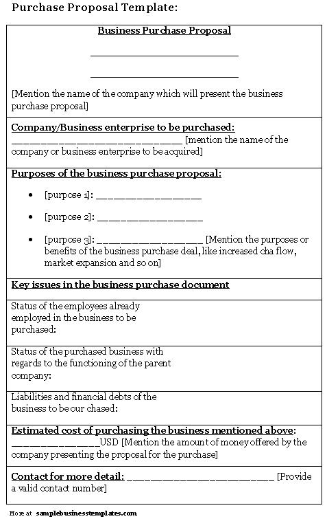 Business Purchase Proposal Document