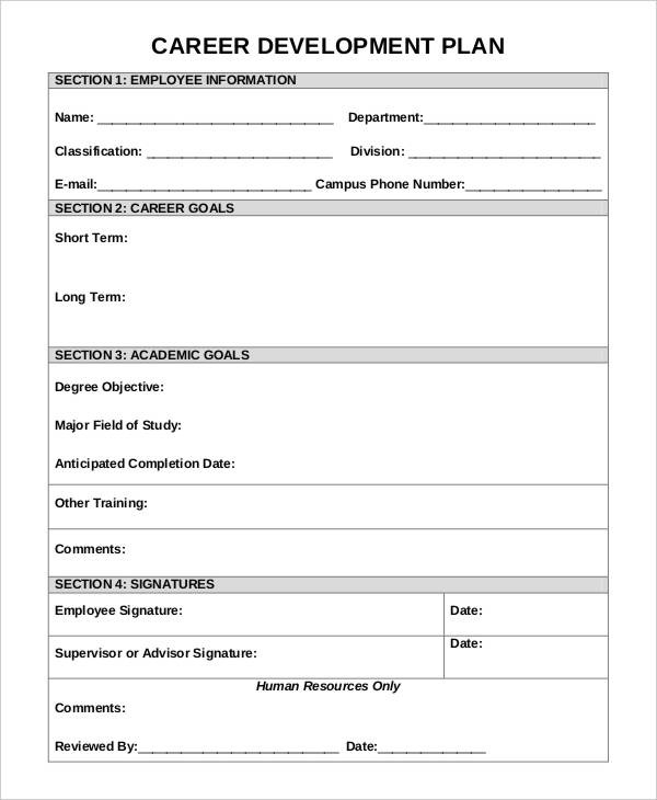 Career Development Plan Template Free Download Printable Templates