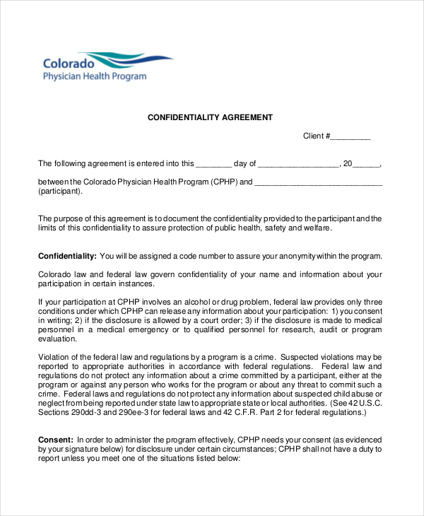 client confidentiality agreement for physician example