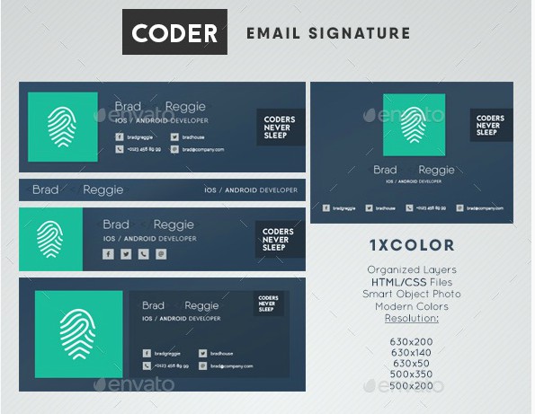 coder creative email signature example
