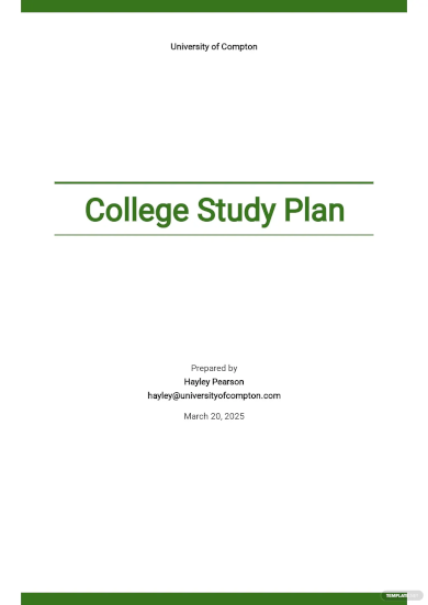 college study plan template