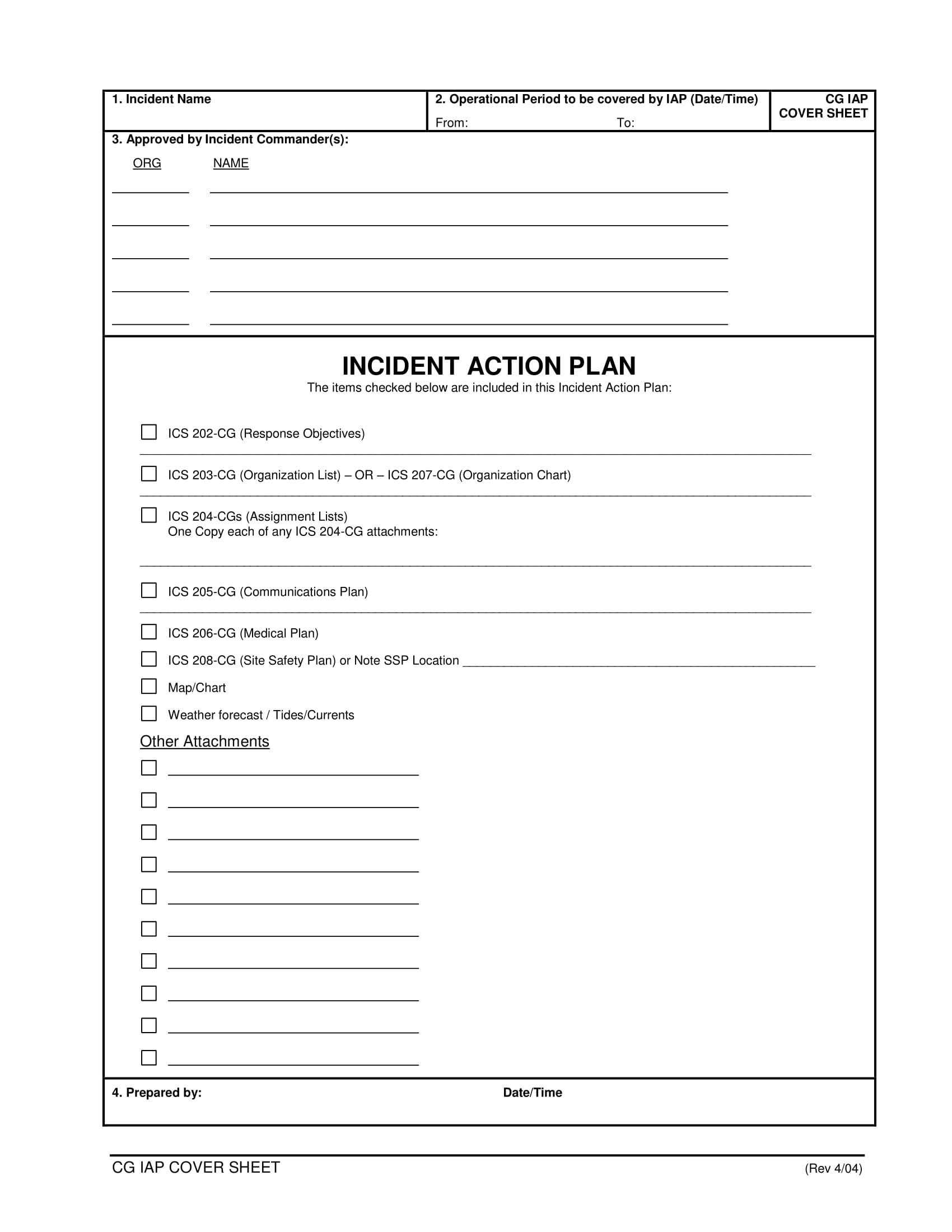 Comprehensive Incident Action Plan Example