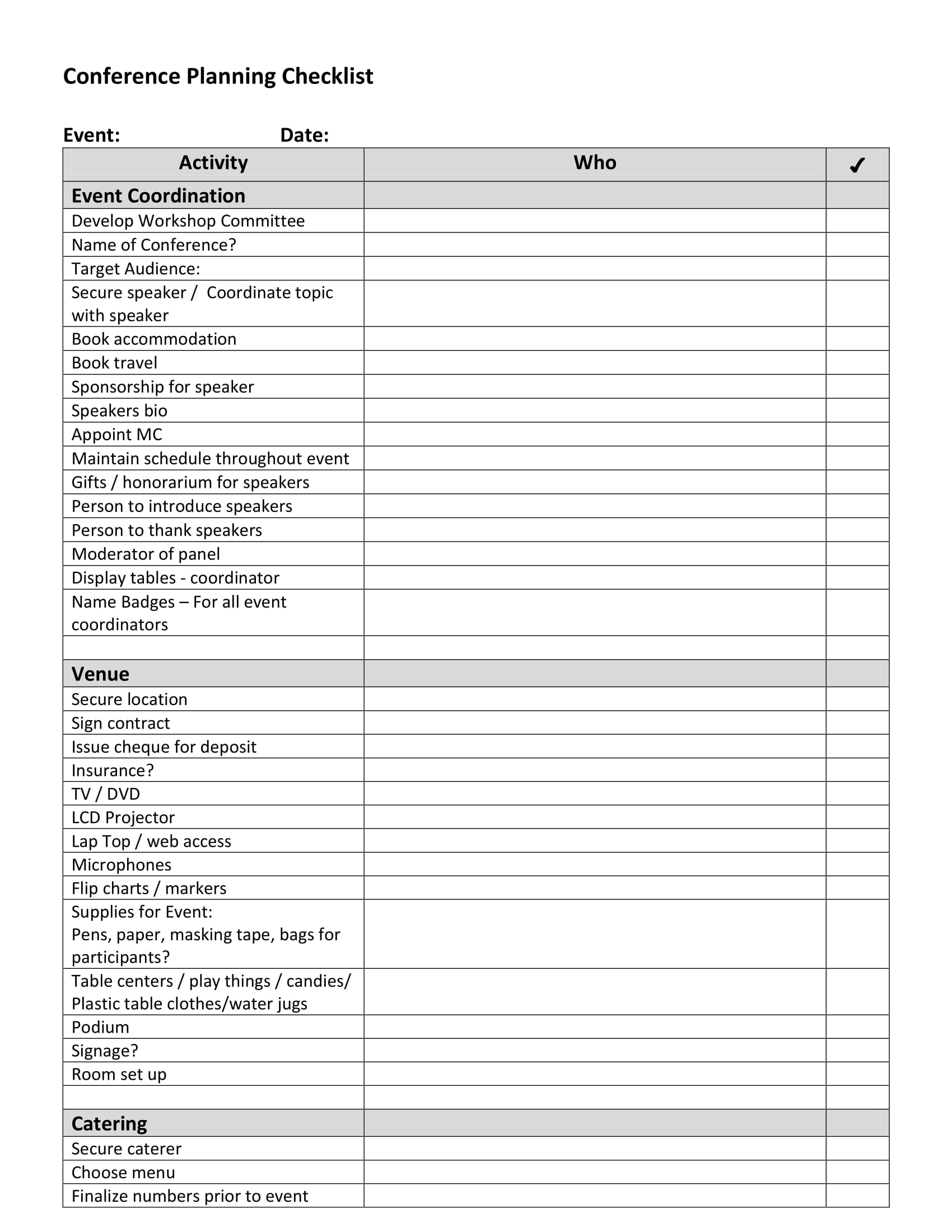 conference planning checklist example