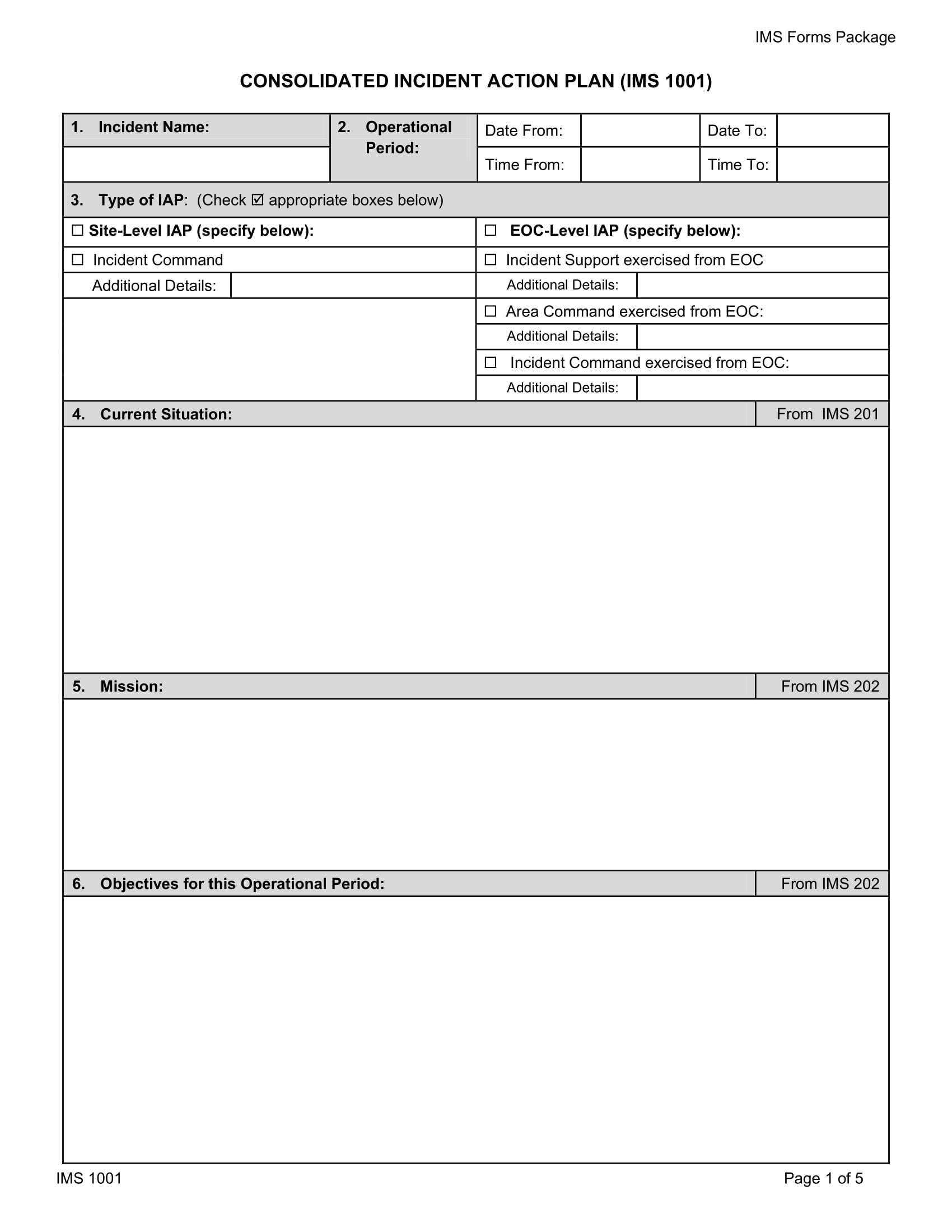 consolidated incident action plan template example