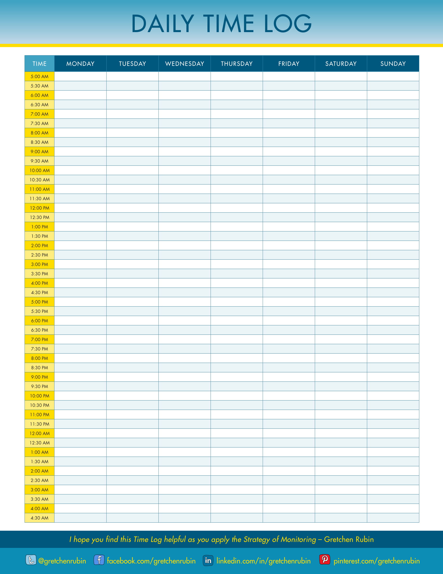 Weekly Time Log Printable