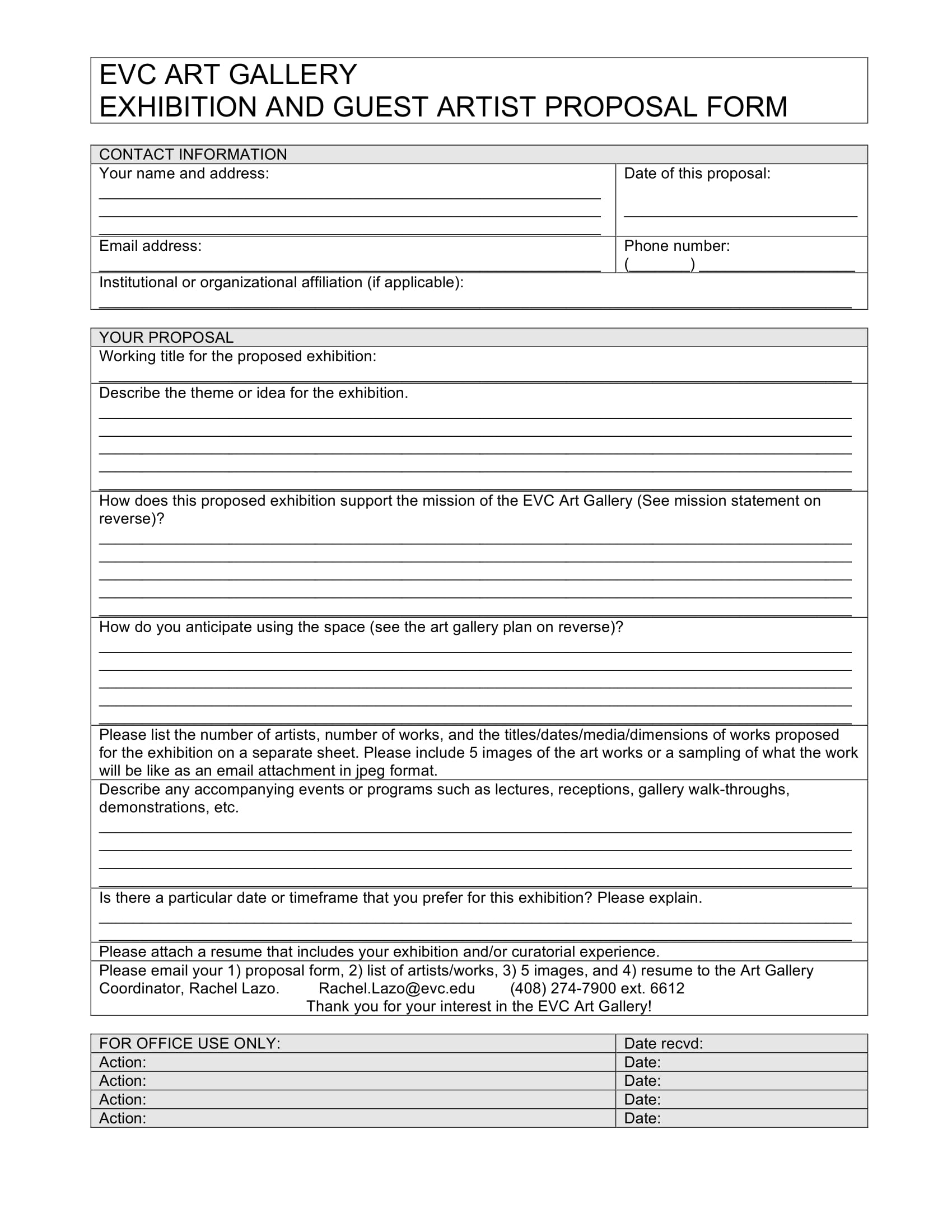 evc art gallery exhibition proposal form
