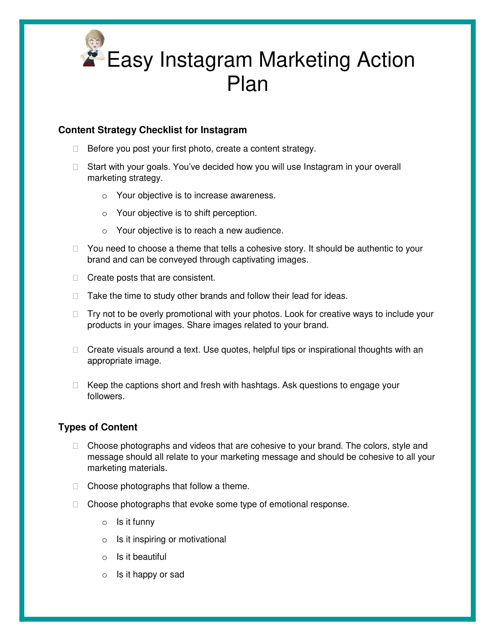 easy instagram marketing action plan example
