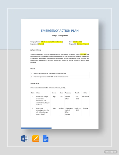 editable emergency action plan template