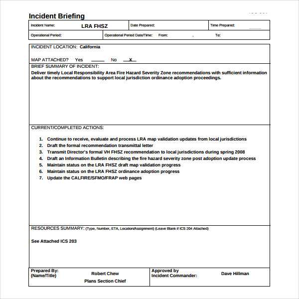 Incident Action Plan Example