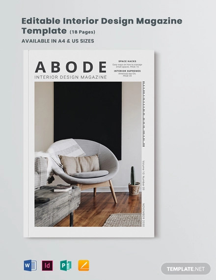 editable interior design magazine template