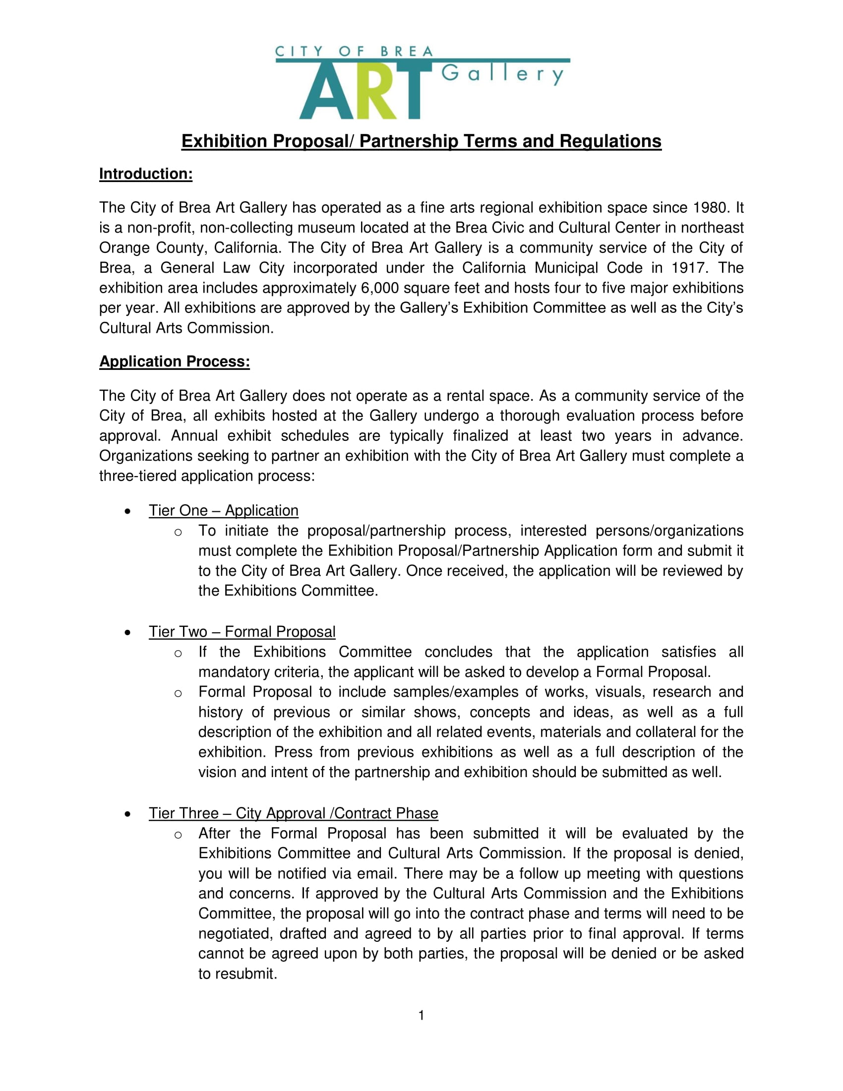 exhibition proposal partnership terms and regulations