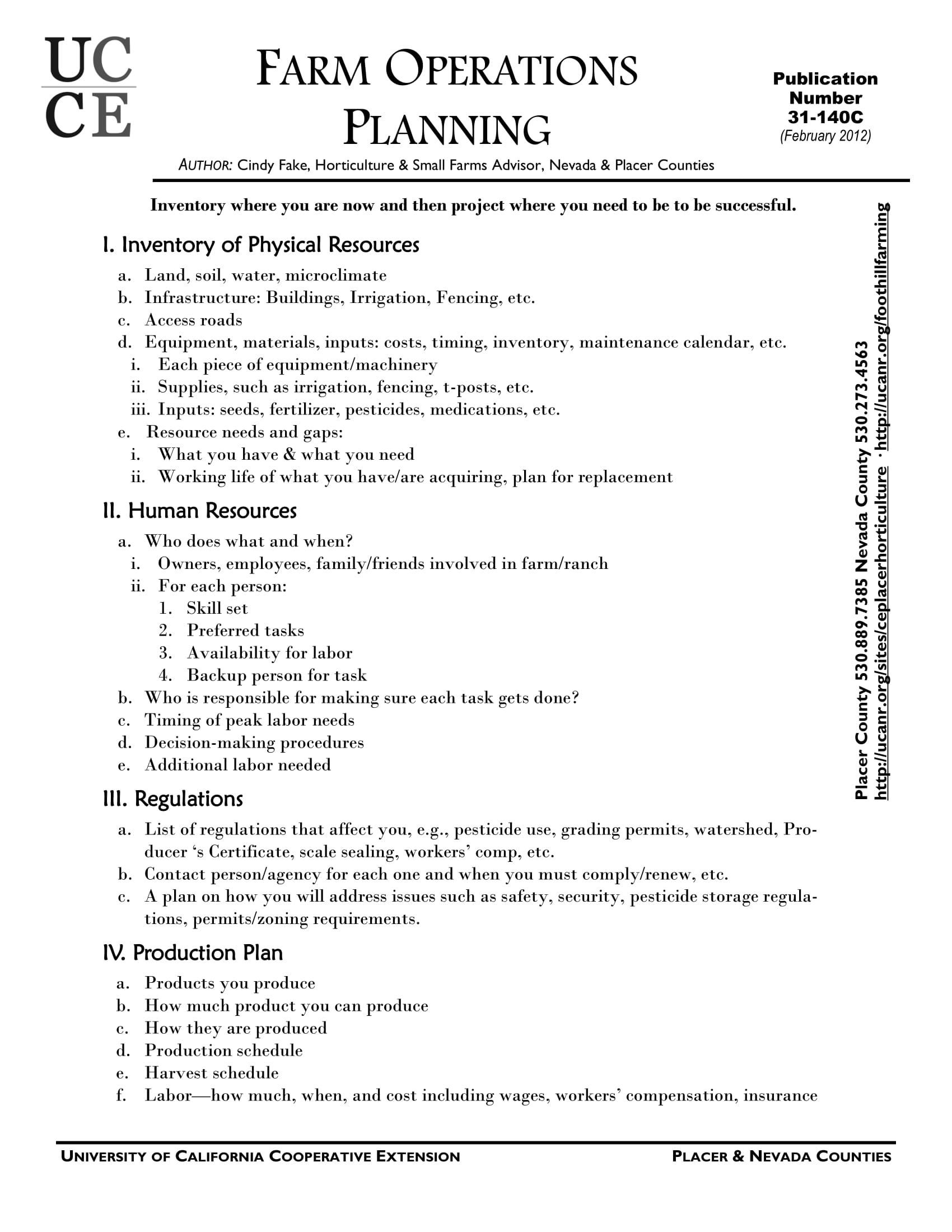 Farm Operational Plan For Business Plan Example 1 