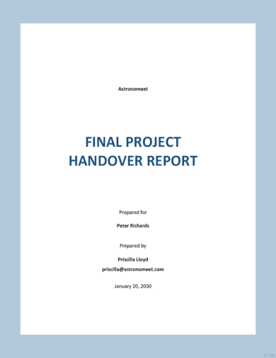 Final Project Handover Report
