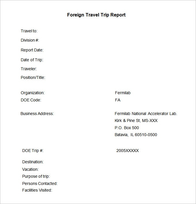 vdr business travel report