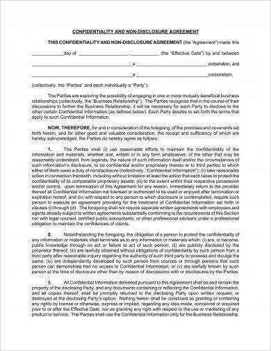formal business confidentiality agreement example1