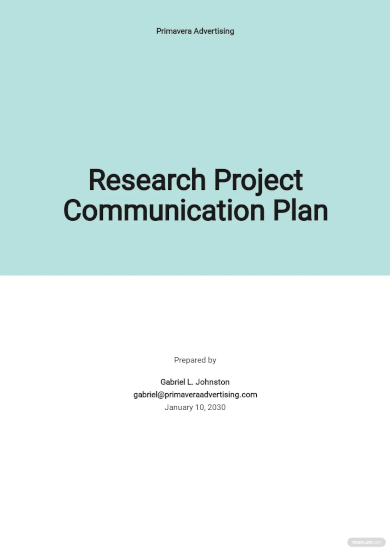 free research project communication plan template