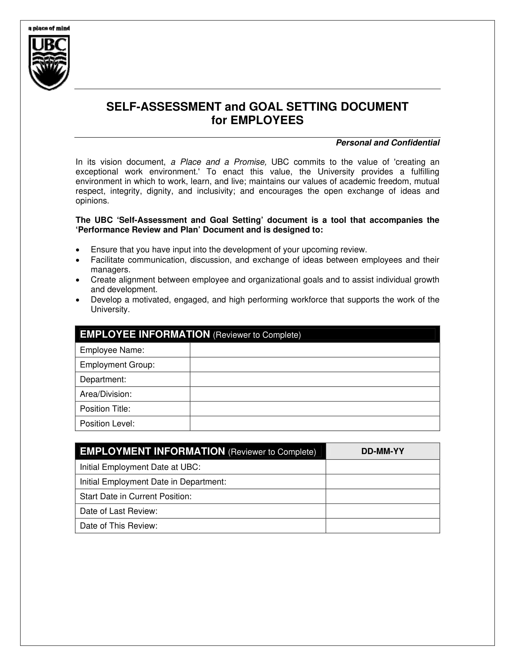 employee goal setting template